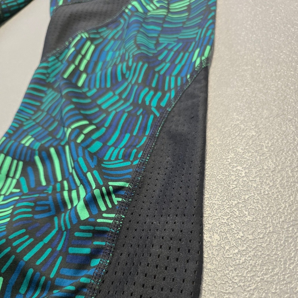 Nike Pro Womens M Cropped Leggings Green Blue Pattern Mesh Compression - Picture 7 of 9